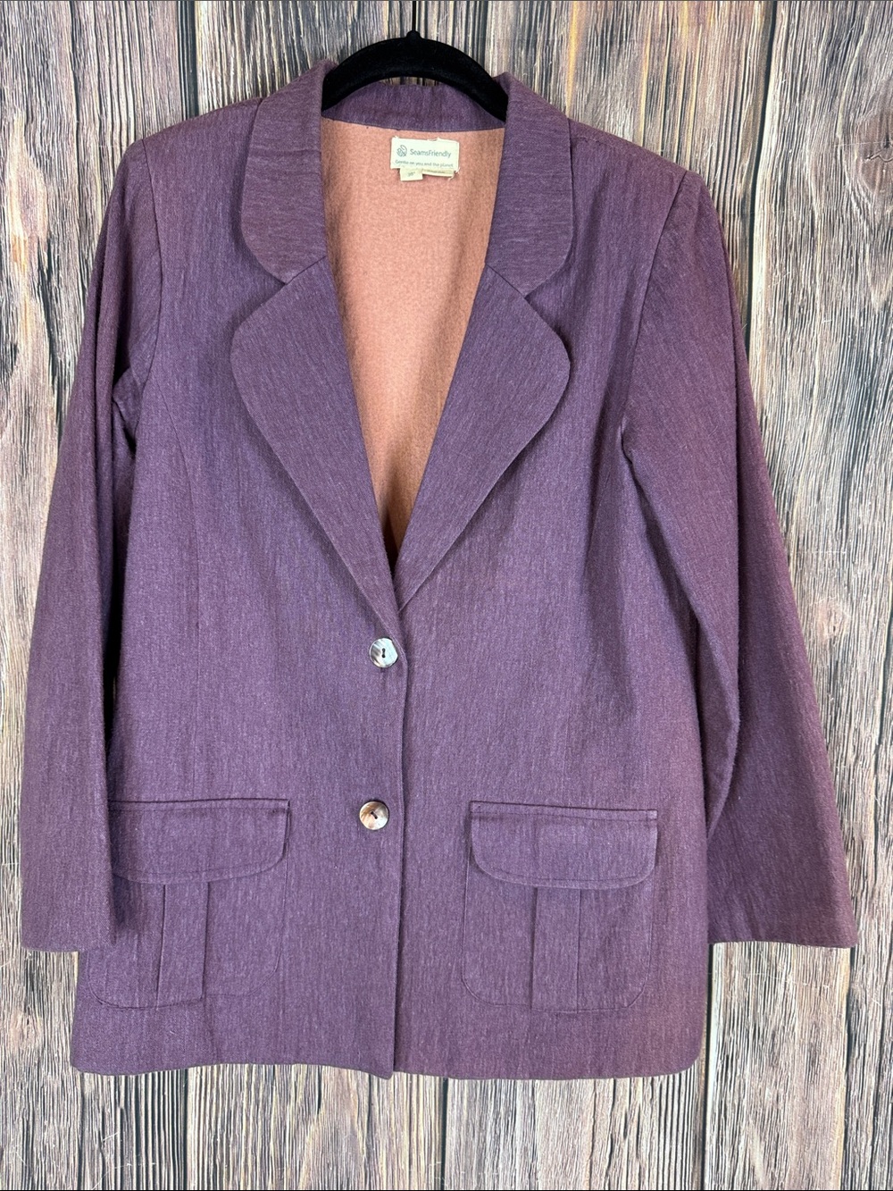 SeamsFriendly Grape Wine Slim Fit Warm Cotton Flannel Blazer- 36โ